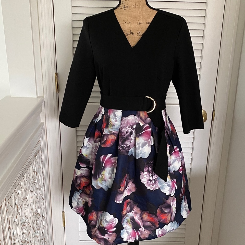 DonMunier Elegant Black with Floral Skirt